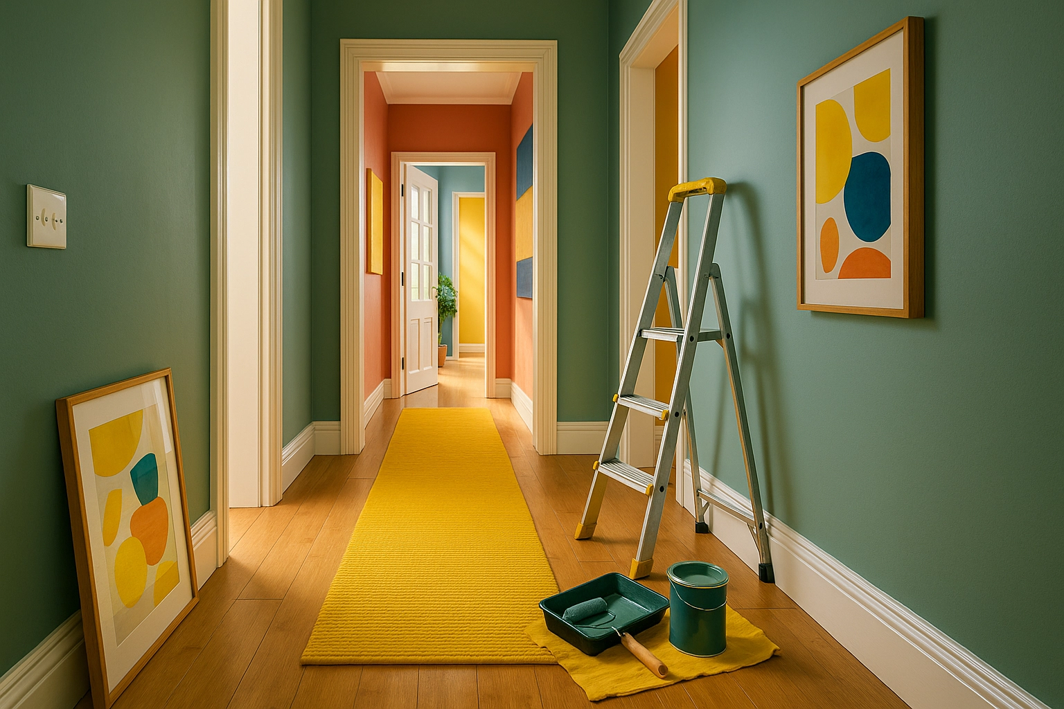 Neutral hallway repaint with tidy edges
